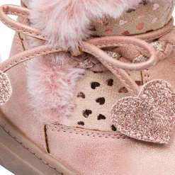 Outlet Stivaletti rosa metal da bambina con finta pelliccia Bambino Stivaletti Bambina