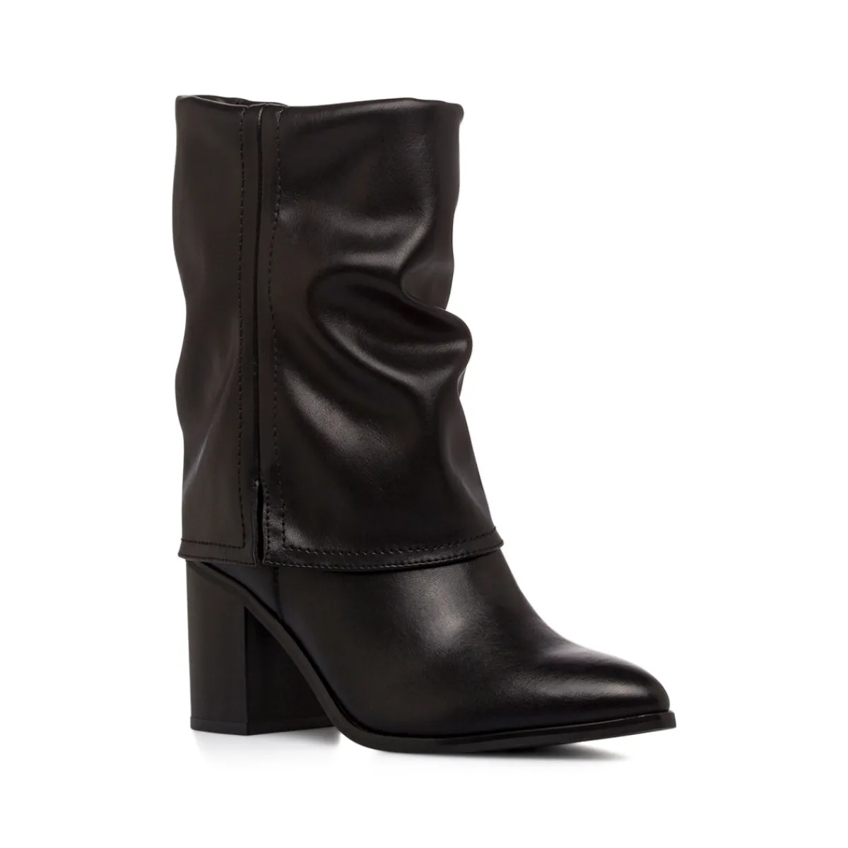 Clearance Stivaletti slouchy neri da Donna con tacco 8 cm e risvolto Donna Stivali Donna