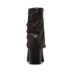 Clearance Stivaletti slouchy neri da Donna con tacco 8 cm e risvolto Donna Stivali Donna