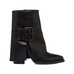 Discount Stivaletti texani con risvolto neri da Donna con fibbia Donna Stivali Texani|Stivaletti Donna