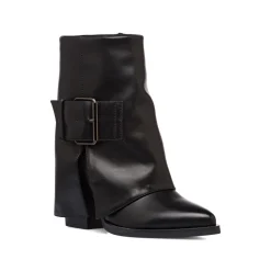 Discount Stivaletti texani con risvolto neri da Donna con fibbia Donna Stivali Texani|Stivaletti Donna