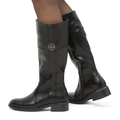 Sale Stivali alti da donna neri con dettaglio in metallo Donna Scarpe Comfort|Stivali Donna