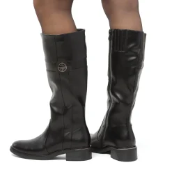 Sale Stivali alti da donna neri con dettaglio in metallo Donna Scarpe Comfort|Stivali Donna