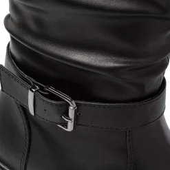 Hot Stivali alti da donna neri con arricciatura e fibbia Fashion Trend Donna Stivali Donna