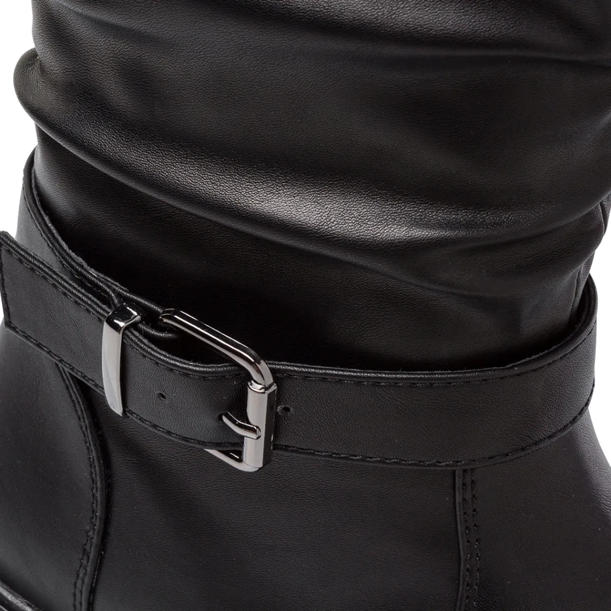 Hot Stivali alti da donna neri con arricciatura e fibbia Fashion Trend Donna Stivali Donna