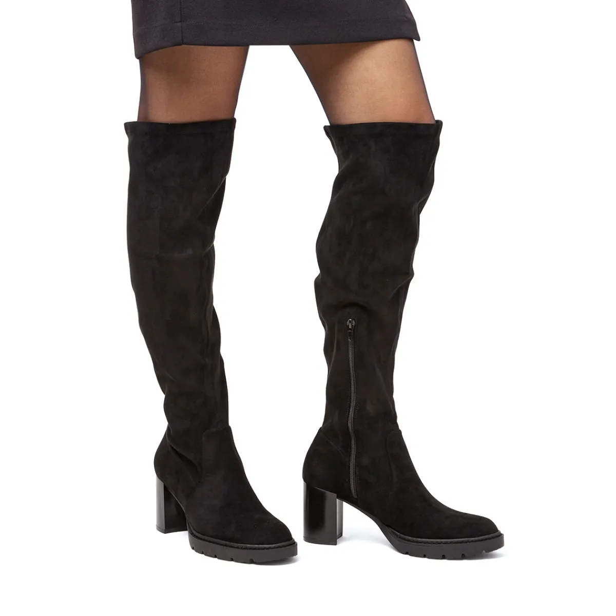 Best Stivali alti da donna neri effetto scamosciato con tacco 8 cm Donna Stivali Donna