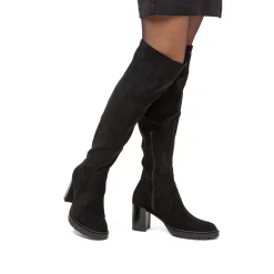 Best Stivali alti da donna neri effetto scamosciato con tacco 8 cm Donna Stivali Donna