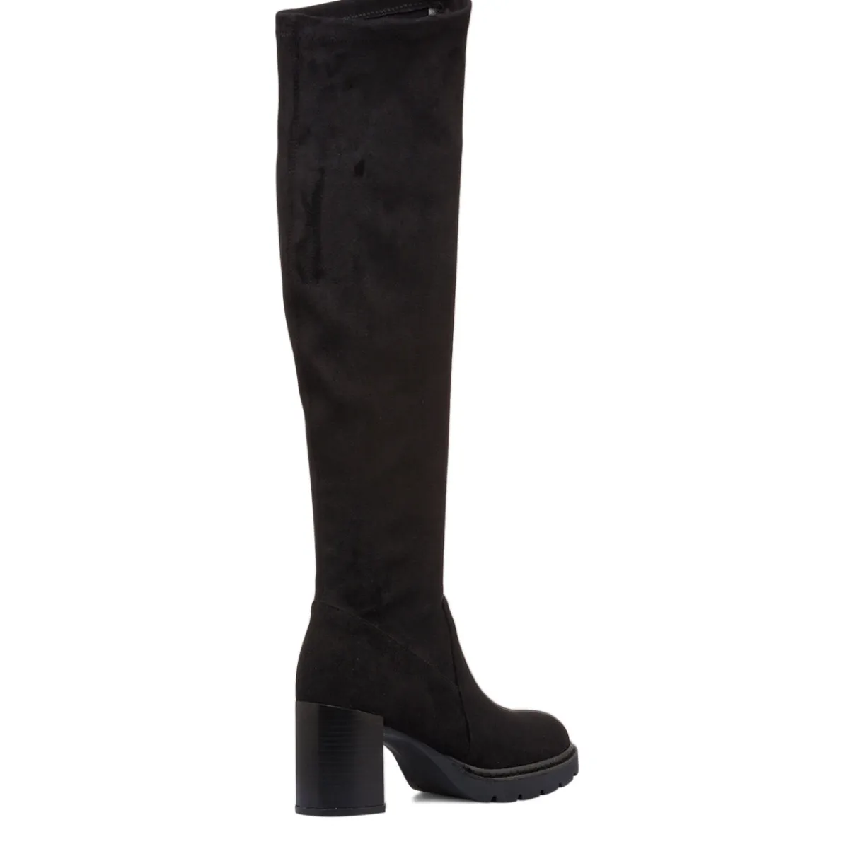 Best Stivali alti da donna neri effetto scamosciato con tacco 8 cm Donna Stivali Donna