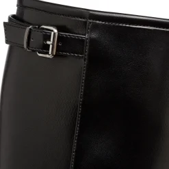 New Stivali alti in pelle neri da donna con cinturino Donna Stivali Donna