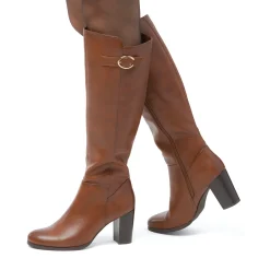 Clearance Stivali alti marroni da Donna con fibbia e tacco 8 cm Donna Stivali Donna