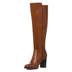 Clearance Stivali alti marroni da Donna con fibbia e tacco 8 cm Donna Stivali Donna