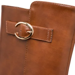 Clearance Stivali alti marroni da Donna con fibbia e tacco 8 cm Donna Stivali Donna