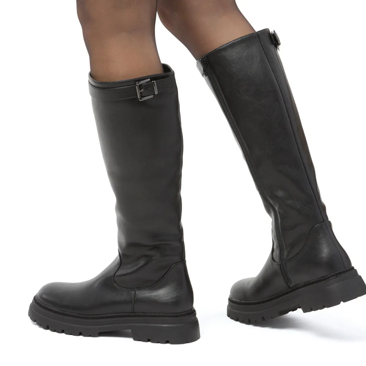 Sale Stivali alti neri da Donna con fibbia Donna Stivali Donna