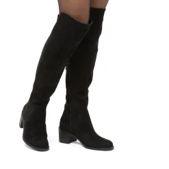 Clearance Stivali alti neri da Donna effetto scamosciato con tacco 6 cm Donna Stivali Donna