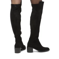 Clearance Stivali alti neri da Donna effetto scamosciato con tacco 6 cm Donna Stivali Donna