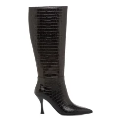 Best Stivali alti neri da Donna effetto coccodrillo con tacco 8,5 cm Donna Stivali Donna