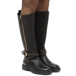 Clearance Stivali alti neri da Donna con fibbia e zip Donna Stivali Donna