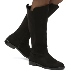 Sale Stivali alti neri da Donna in similpelle effetto scamosciato Donna Stivali Donna