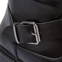 New Stivali Biker neri da Donna con fibbie Donna Stivali Donna|Stivaletti Biker