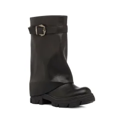 Sale Stivali biker neri da Donna con fibbia e risvolto Donna Stivali Donna|Stivaletti Biker