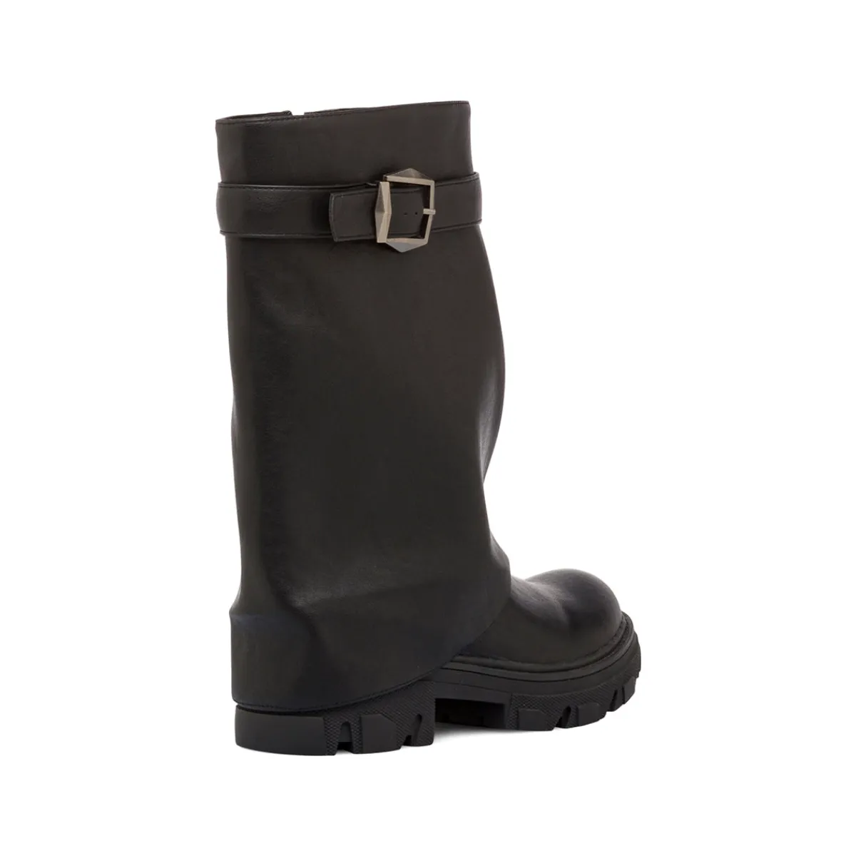 Sale Stivali biker neri da Donna con fibbia e risvolto Donna Stivali Donna|Stivaletti Biker