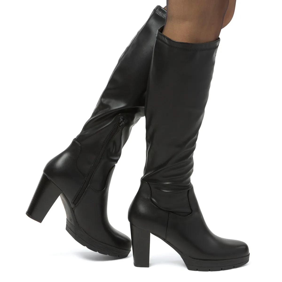 Clearance Stivali comfort alti da donna neri con tacco 9 cm Donna Scarpe Comfort|Stivali Donna