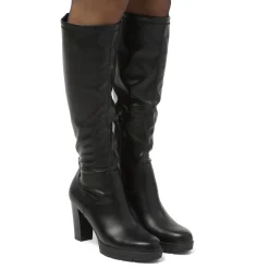 Clearance Stivali comfort alti da donna neri con tacco 9 cm Donna Scarpe Comfort|Stivali Donna