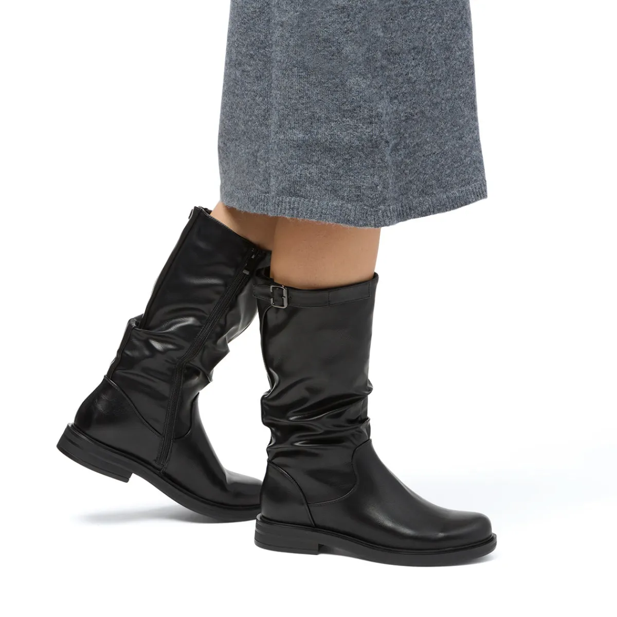 Discount Stivali comfort da donna neri effetto piegato Donna Scarpe Comfort|Stivali Donna