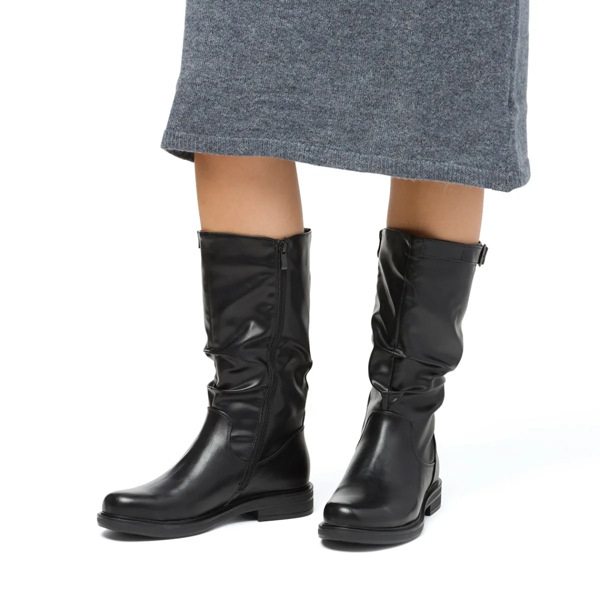 Discount Stivali comfort da donna neri effetto piegato Donna Scarpe Comfort|Stivali Donna