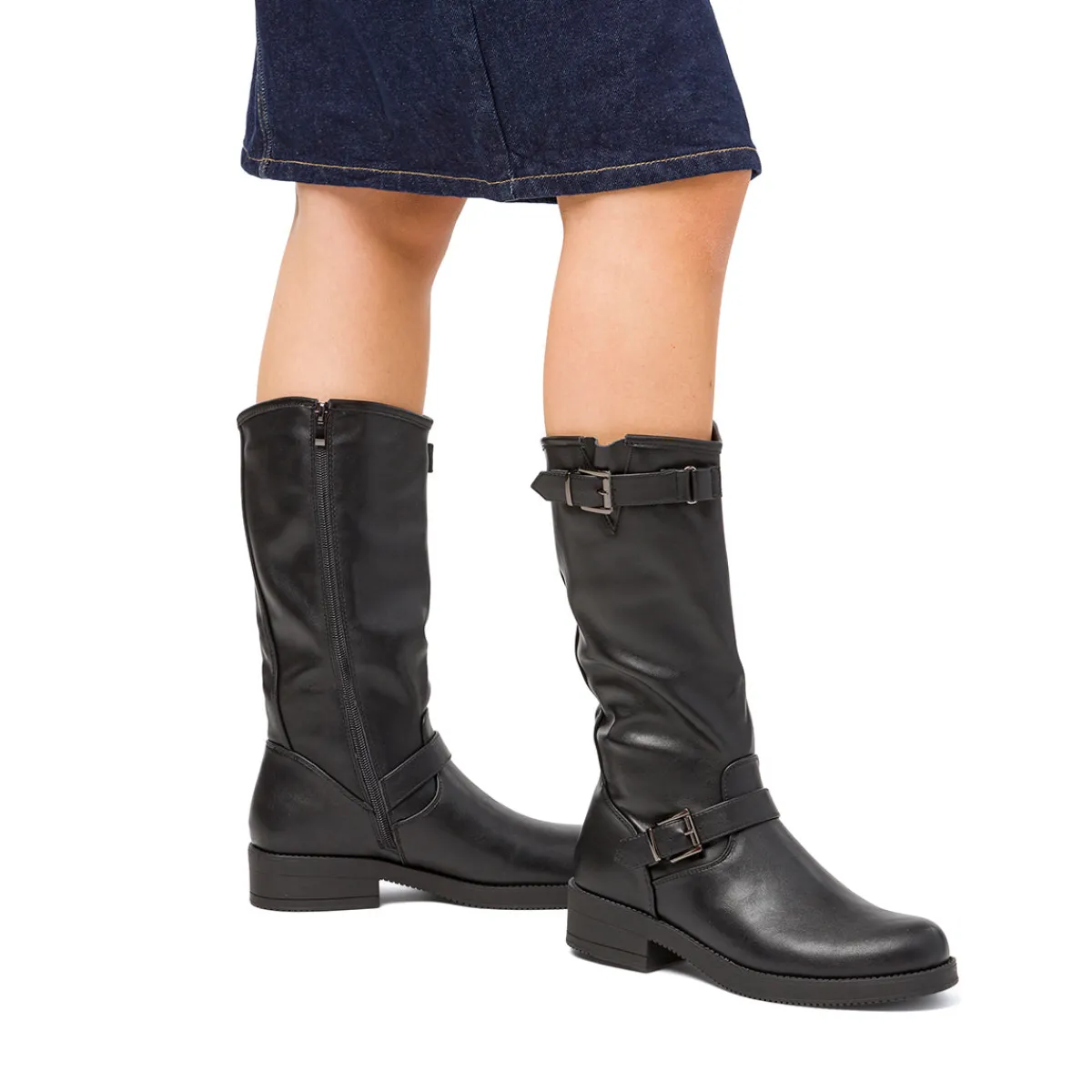 New Stivali da donna neri con fibbie Donna Stivali Donna|Scarponcini E Anfibi Donna