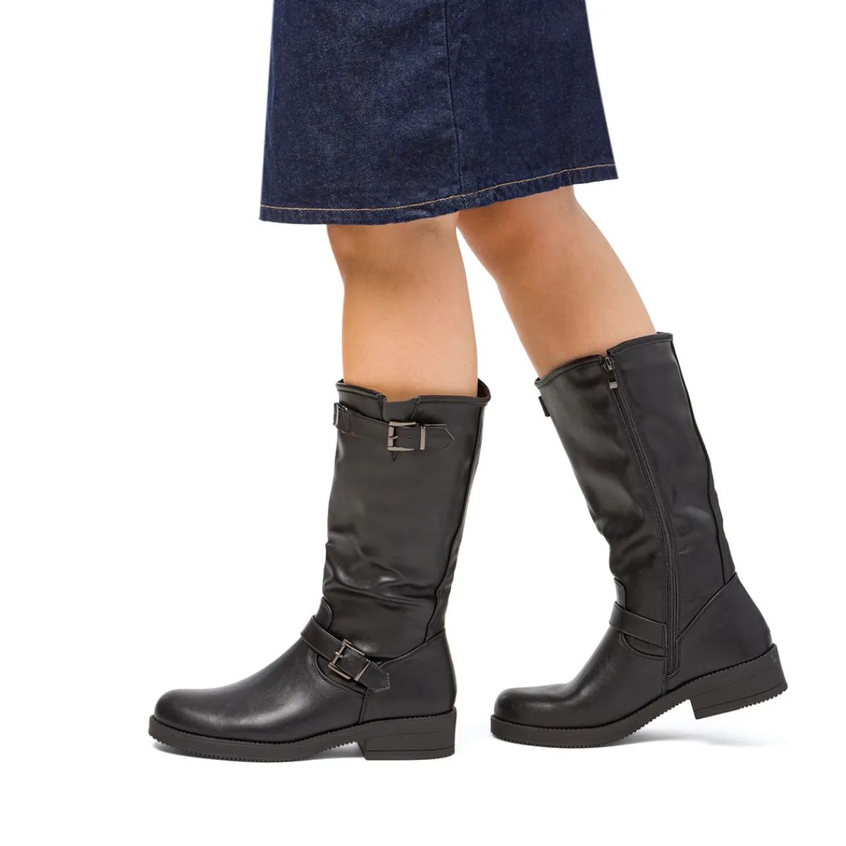 New Stivali da donna neri con fibbie Donna Stivali Donna|Scarponcini E Anfibi Donna