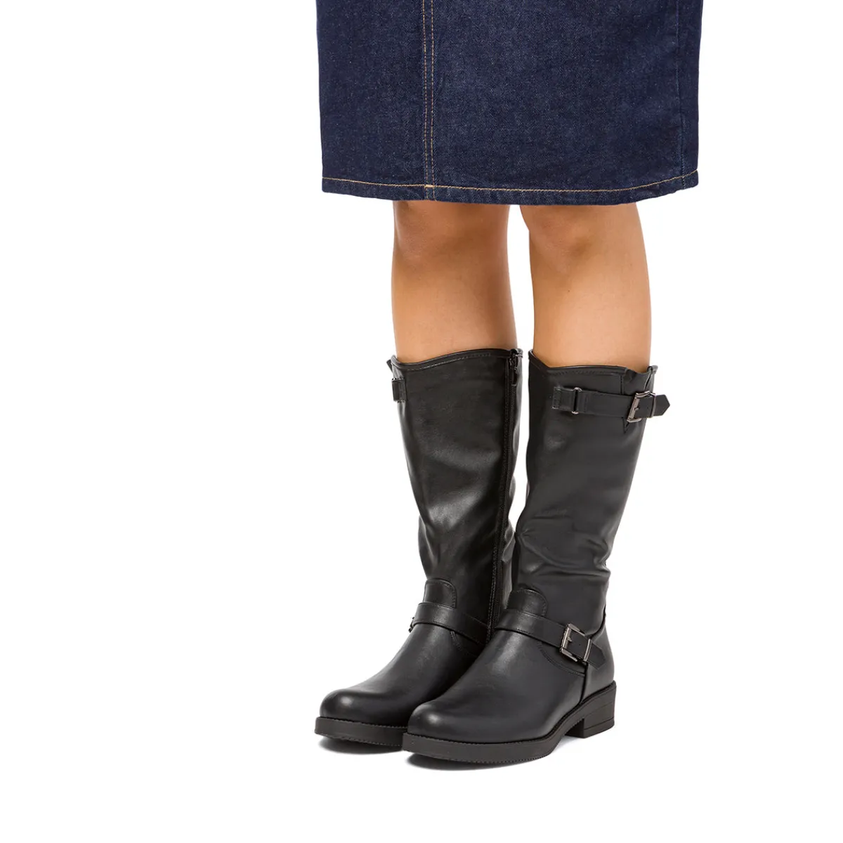 New Stivali da donna neri con fibbie Donna Stivali Donna|Scarponcini E Anfibi Donna