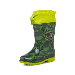 Best Stivali da pioggia verde militare da Bambino con stampa T-Rex Bambino Stivali Da Pioggia Bambino