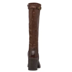 Hot Stivali marroni da Donna con fibbia e tacco 8,5 cm Donna Stivali Donna