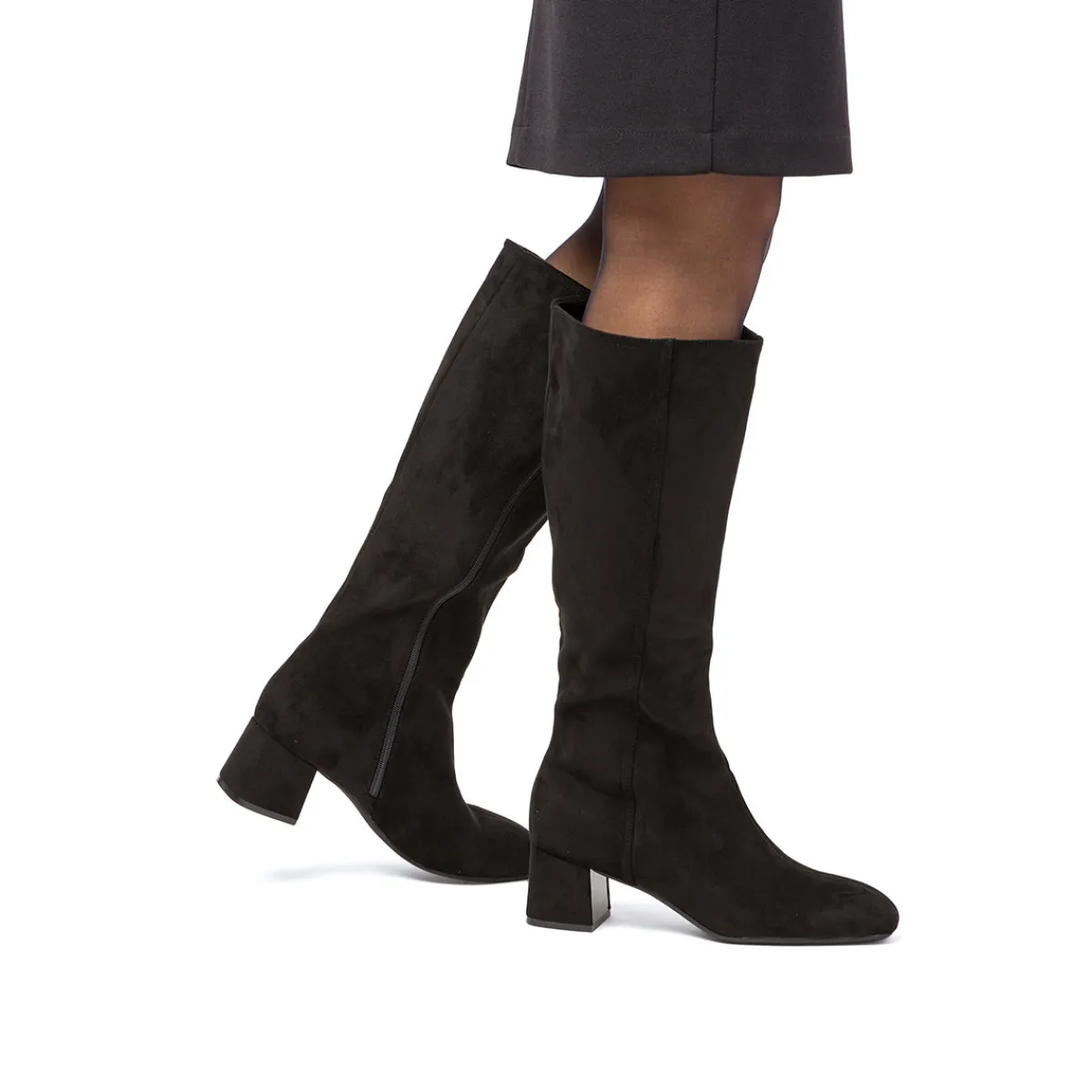 Clearance Stivali neri da donna con tacco 5 cm effetto scamosciato Donna Stivali Donna