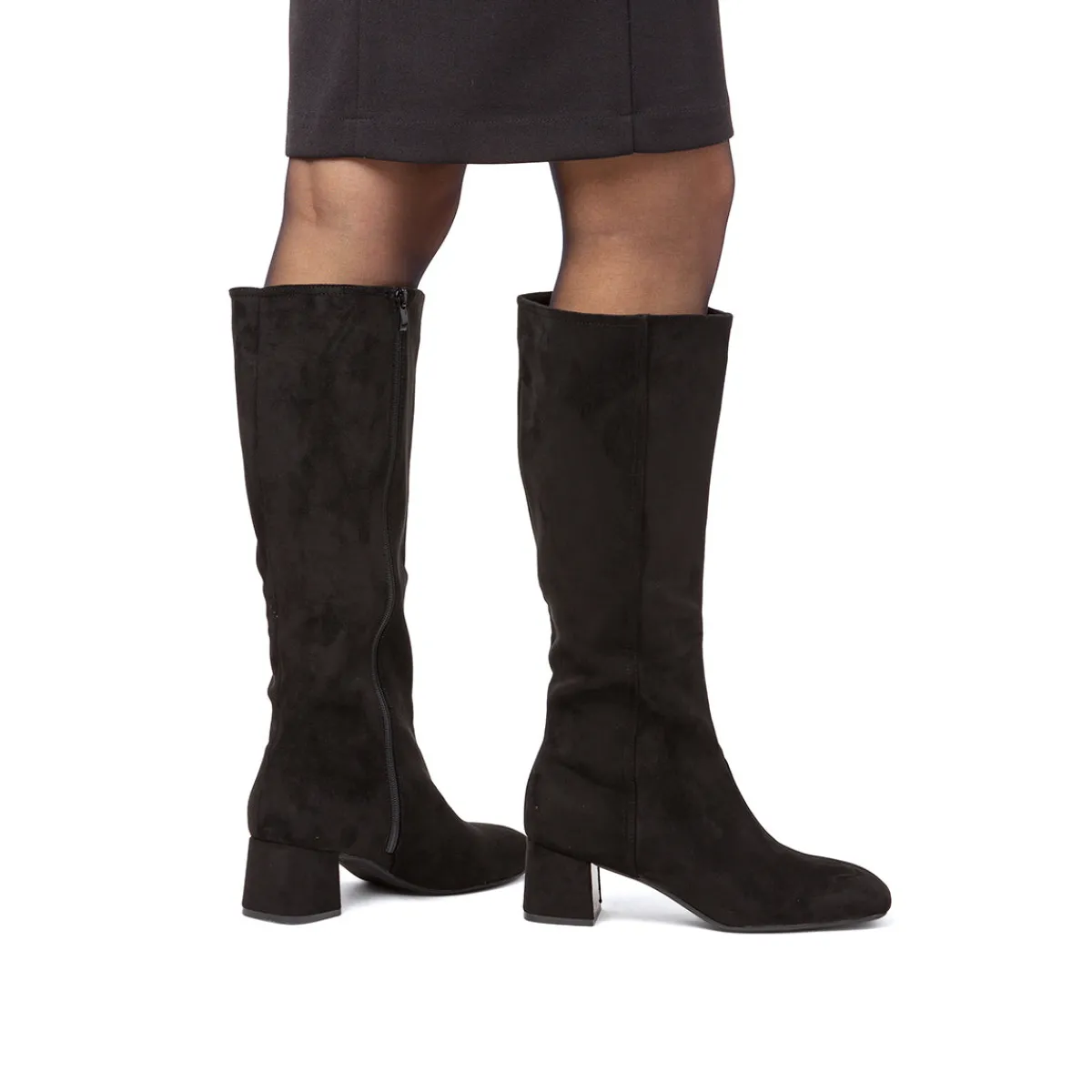 Clearance Stivali neri da donna con tacco 5 cm effetto scamosciato Donna Stivali Donna