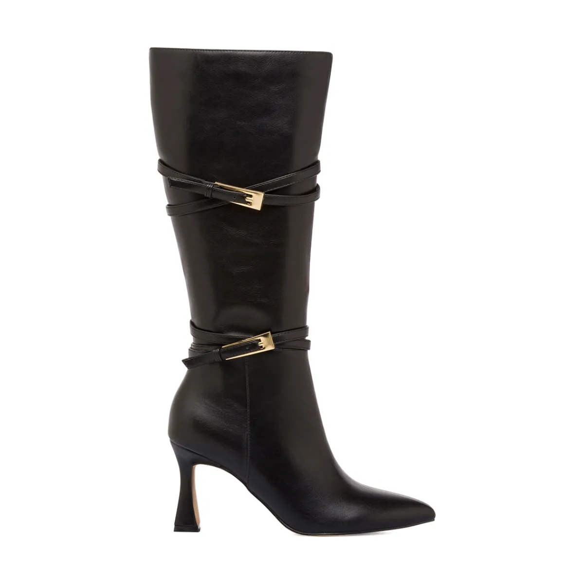 Clearance Stivali neri da Donna con cinturini e tacco 7,5 cm Donna Stivali Donna