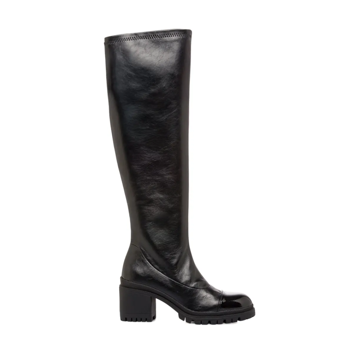 Hot Stivali neri da Donna con puntale verniciato Donna Stivali Donna