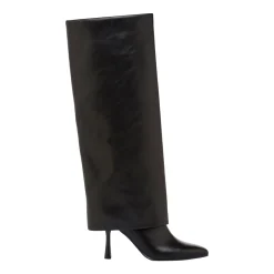 Hot Stivali neri da Donna con tacco stiletto 9 cm e risvolto Donna Stivali Donna