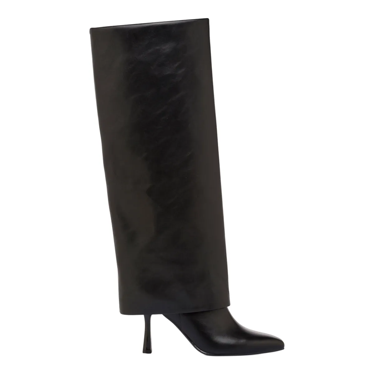 Hot Stivali neri da Donna con tacco stiletto 9 cm e risvolto Donna Stivali Donna