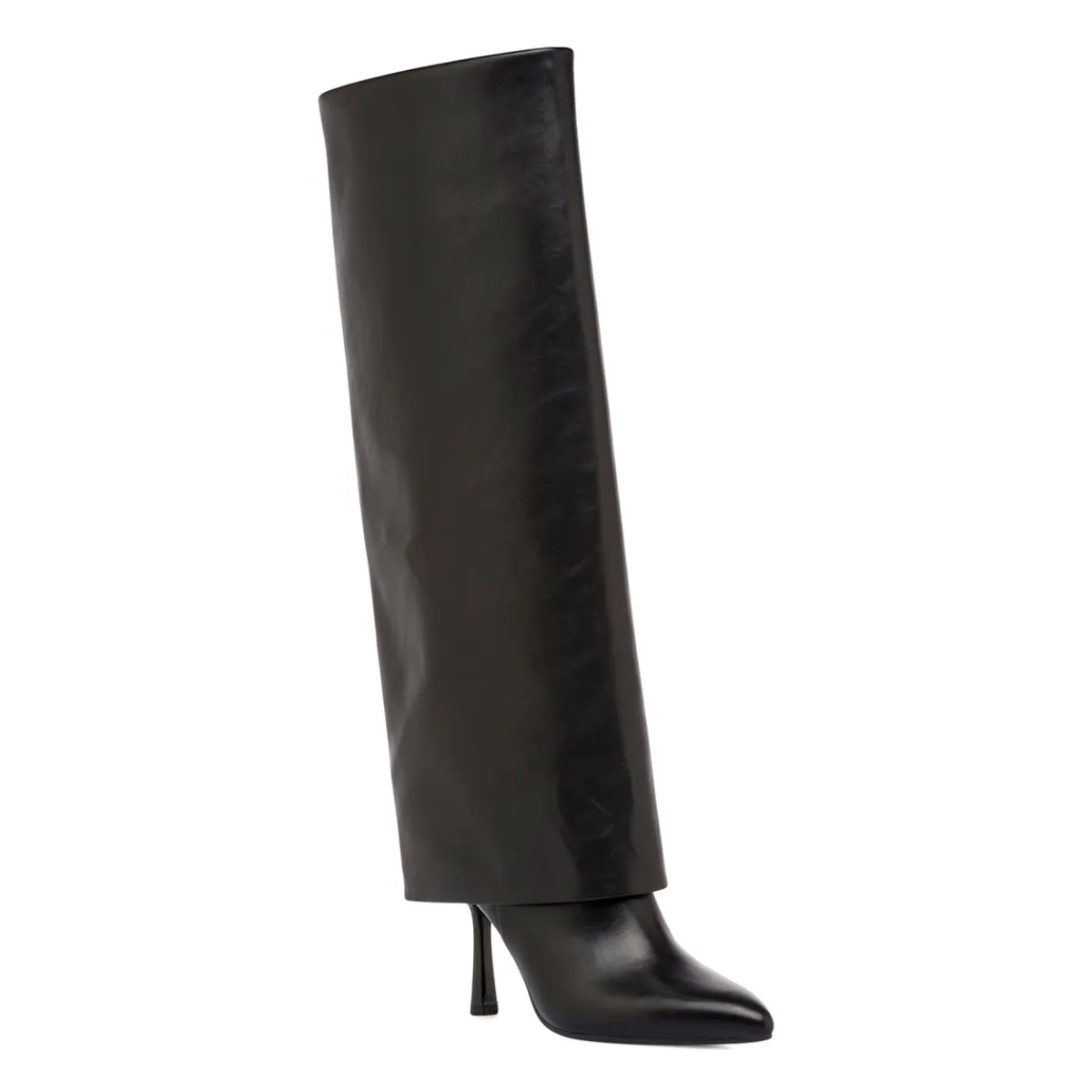 Hot Stivali neri da Donna con tacco stiletto 9 cm e risvolto Donna Stivali Donna