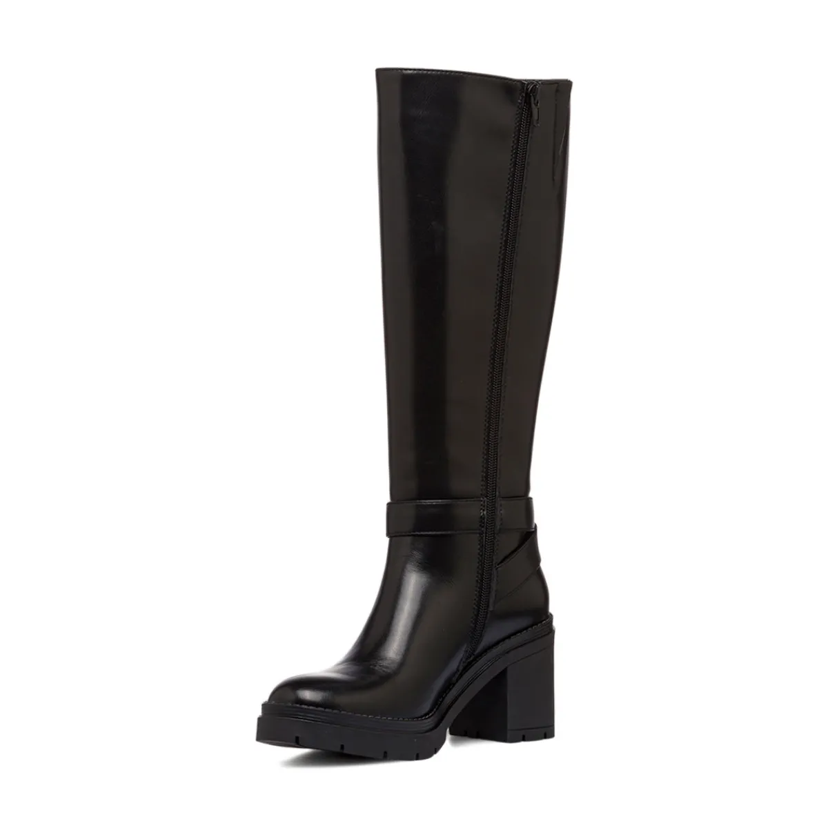 New Stivali neri da Donna con fibbia e tacco 7,5 cm Donna Stivali Donna