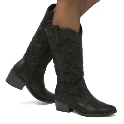 Clearance Stivali texani camperos neri da Donna con ricami Donna Stivali Texani|Stivali Donna