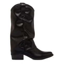 Best Stivali Texani neri da Donna effetto stropicciato Donna Stivali Donna|Stivali Texani