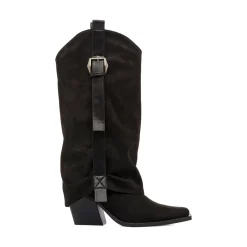 Hot Stivali texani neri da Donna con fibbia Donna Stivali Texani|Stivali Donna