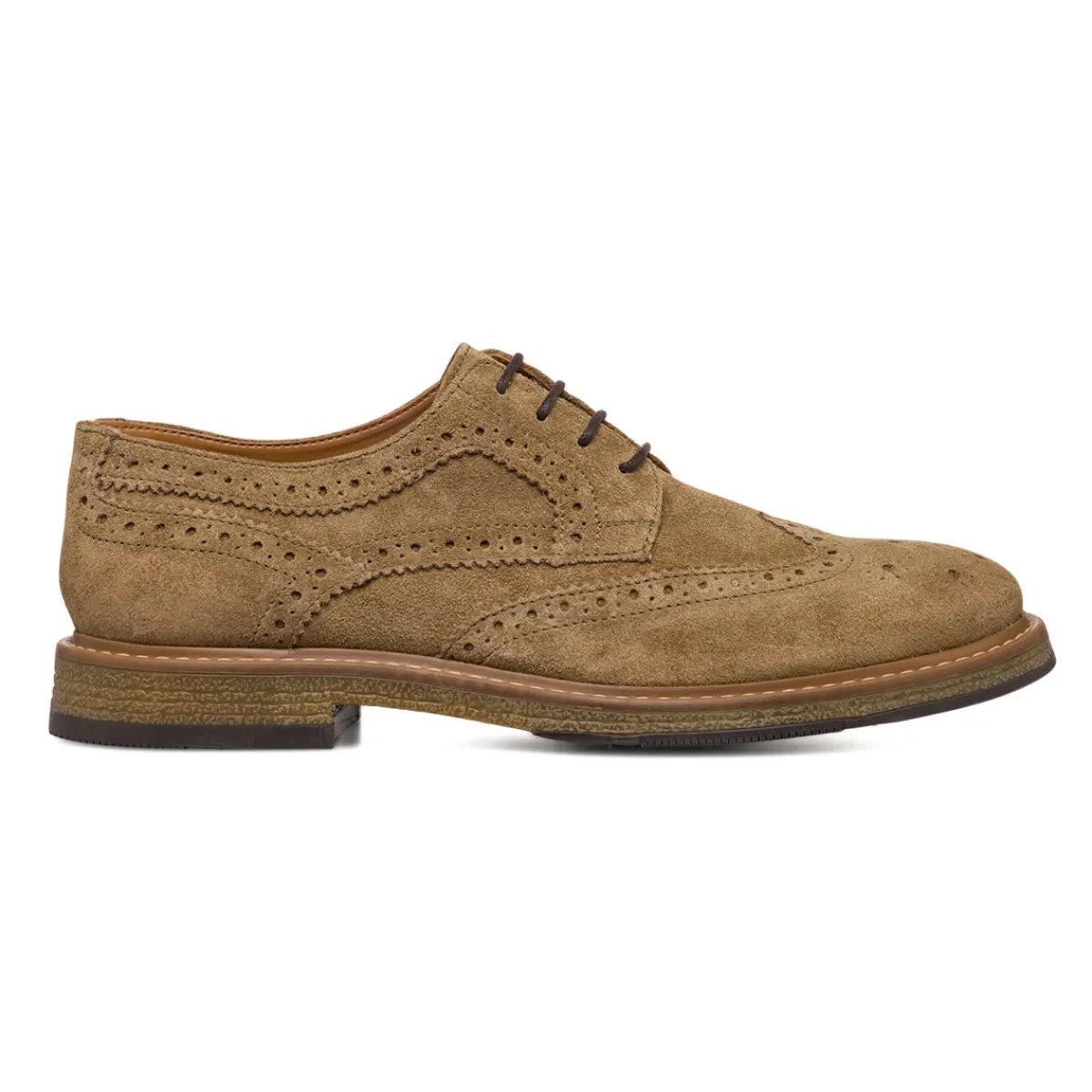 New Stringate derby in pelle effetto scamosciato taupe da Uomo Uomo Stringate Uomo