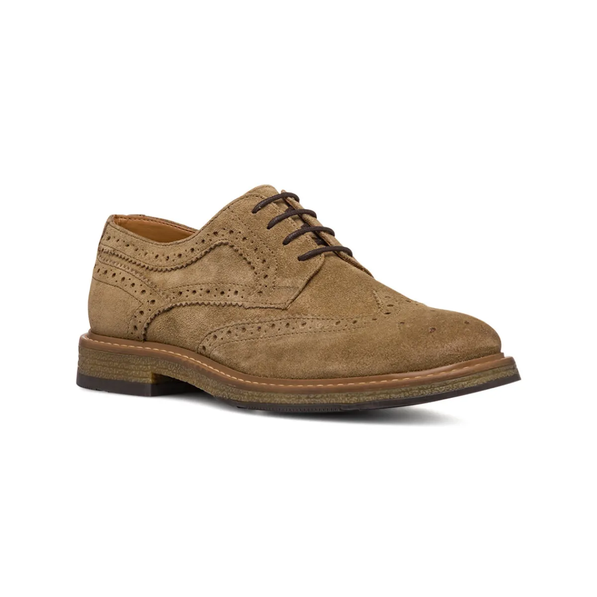 New Stringate derby in pelle effetto scamosciato taupe da Uomo Uomo Stringate Uomo