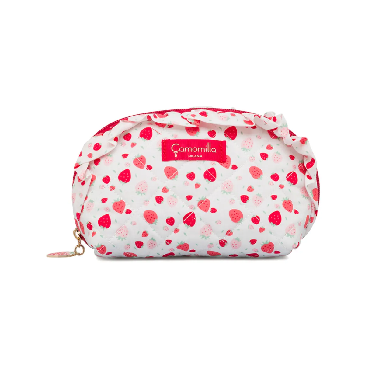 Sale Trousse bianca da Donna con stampa fragola Donna Beauty Case E Trousse