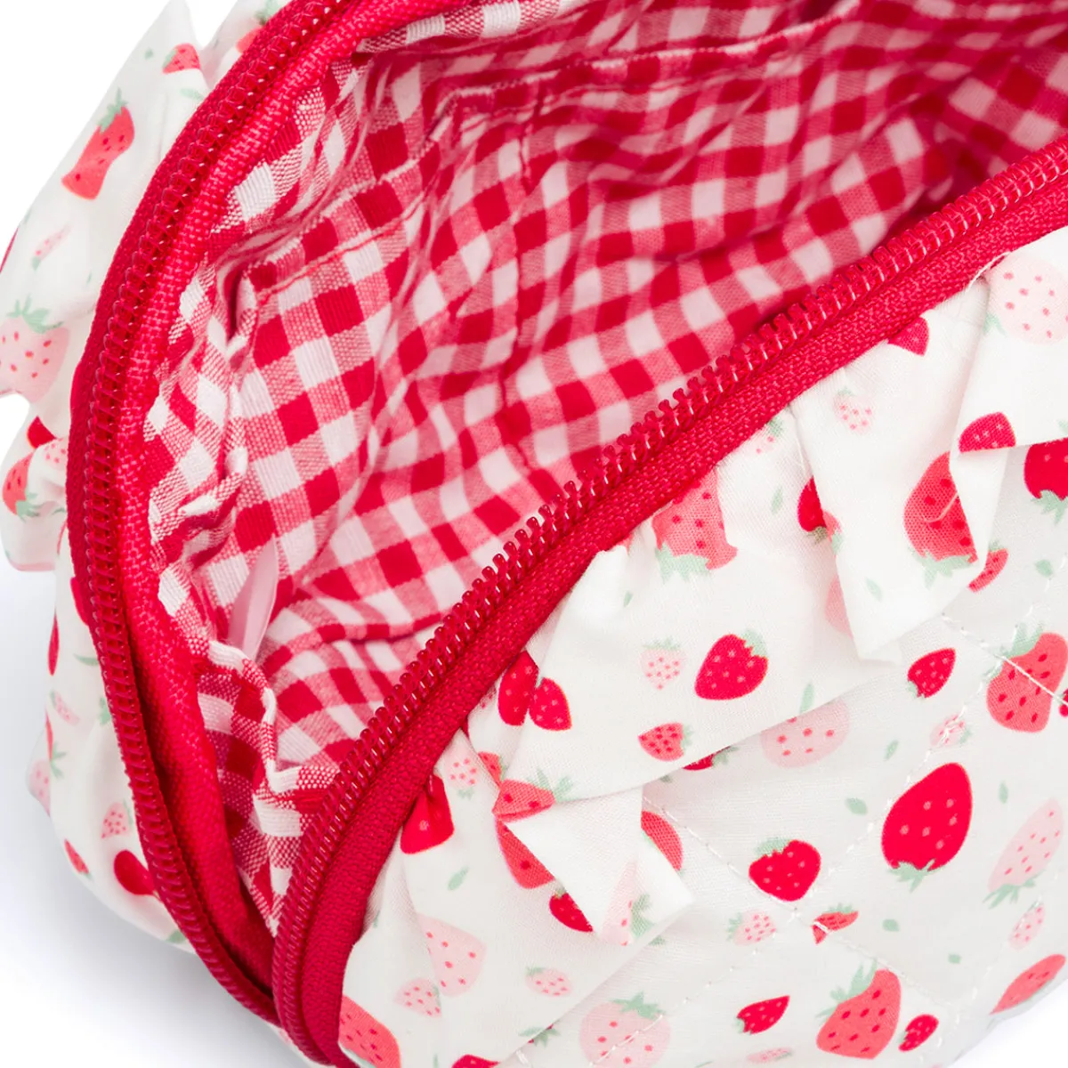 Sale Trousse bianca da Donna con stampa fragola Donna Beauty Case E Trousse