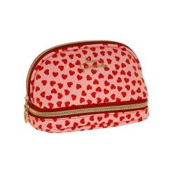 Clearance Trousse rosa con cuori rossi da Donna Donna Beauty Case E Trousse